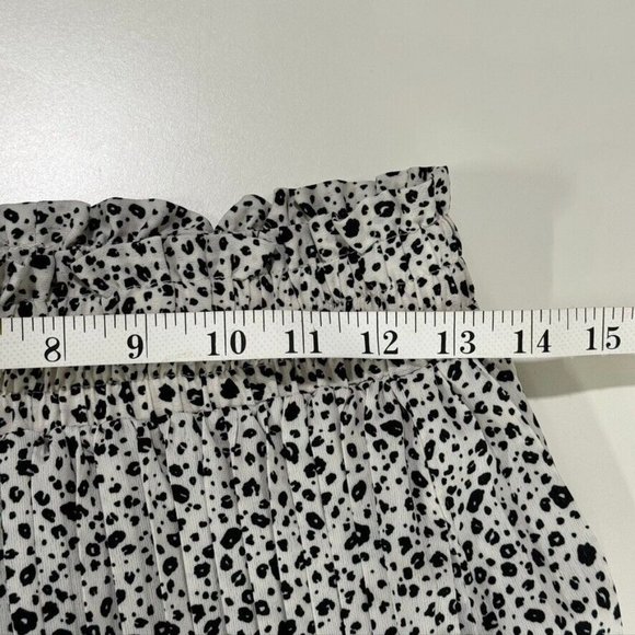 Common Assembly Micro Pleated Black White Cheetah Wide Leg Pants M Elastic Waist - Picture 5 of 8